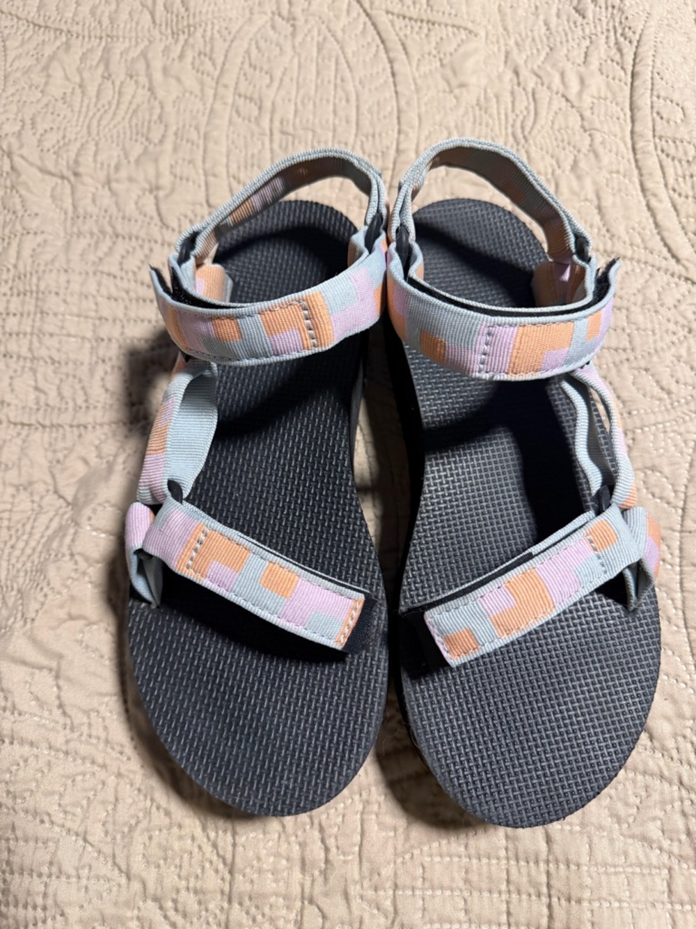 Teva Adjustable platform Sandals in Pastel Pink & Peach